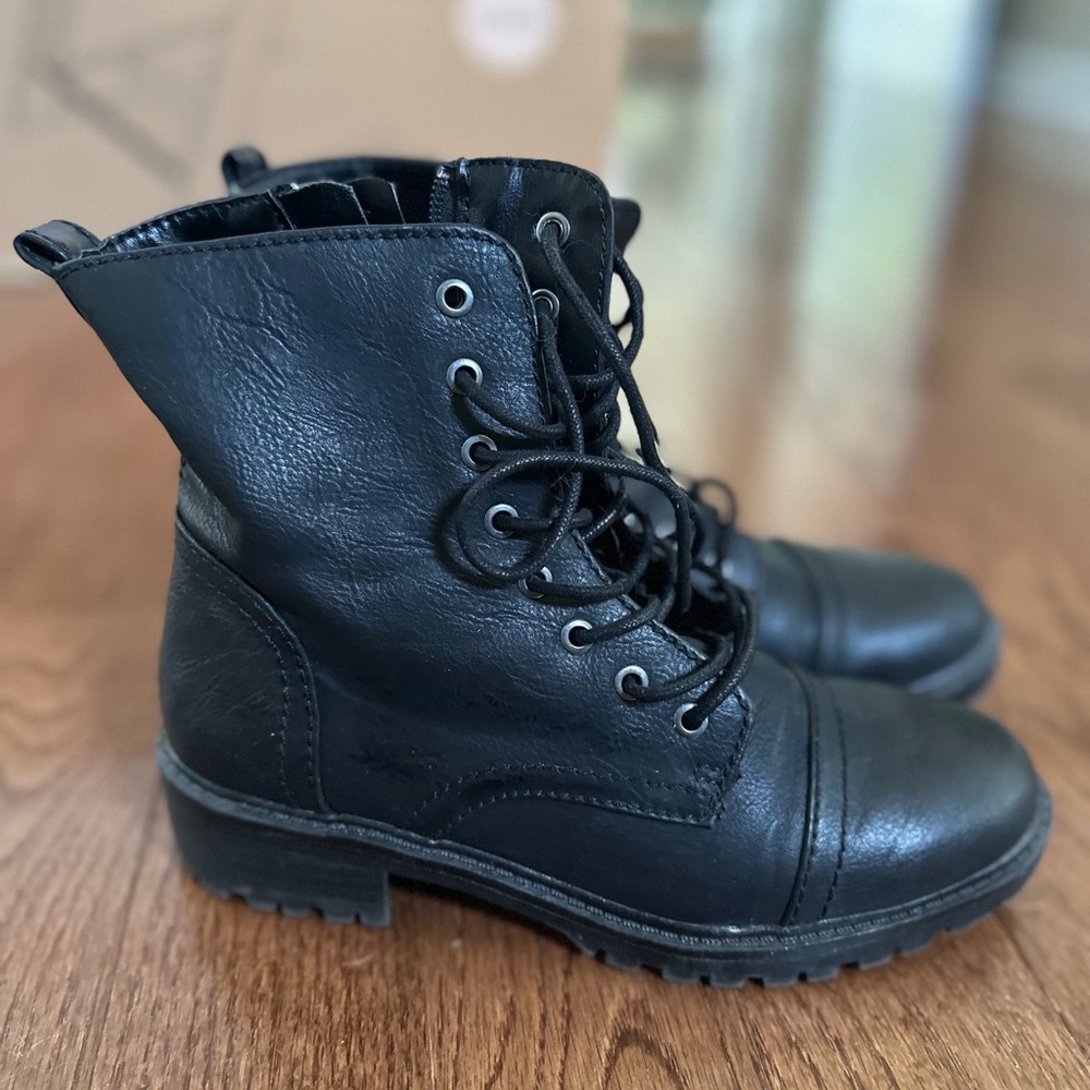 Black Lace-Up Combat Boots